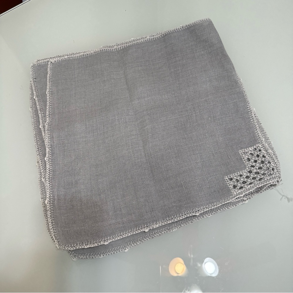 5 Square Crochet Gray Place Mat Linens 15x15 U3